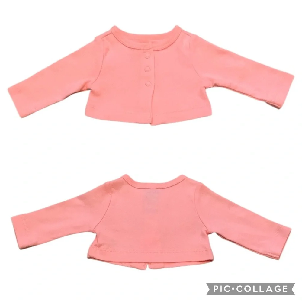 Carter’s Child Of Mine Preemie Pink Snap Cotton Cardigan Valentine’s Day.  V